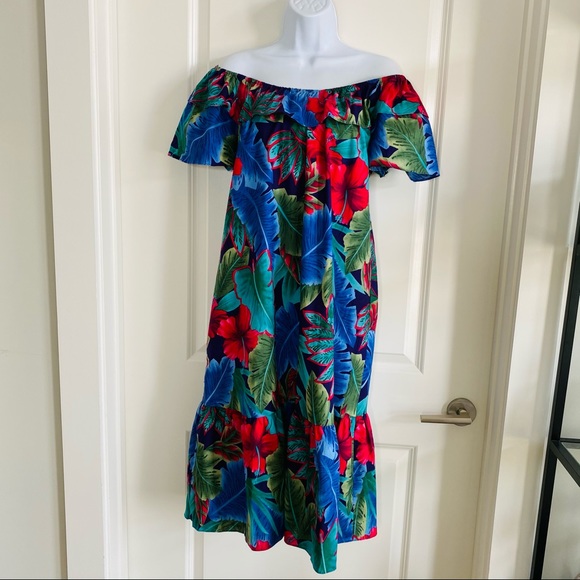 Tiered Ruffle Hawaiian Original Floral Print Dress - Picture 4 of 10